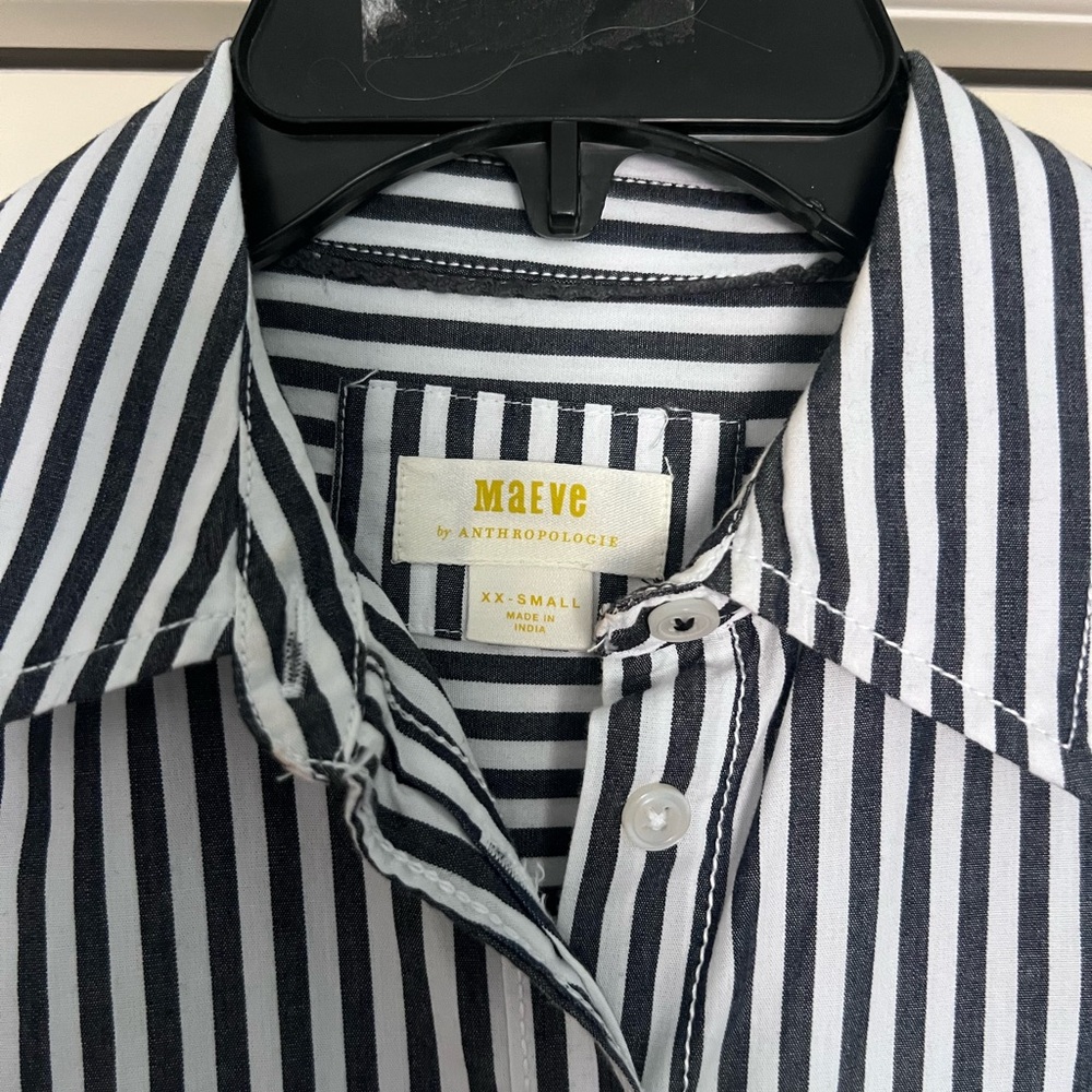 Anthropologie Maeve Black & White Striped Button-Up Blouse